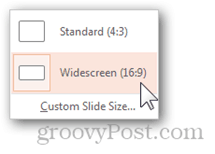 tavalise laiekraani esitluse kuvasuhte powerpoint'i suuruse kohandamine