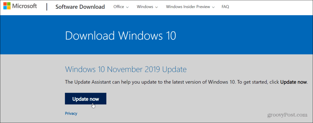 Kuidas installida Windows 10 versiooni 1909 november 2019 värskendus?