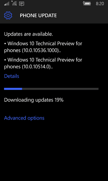 Windows 10 telefoni värskendused