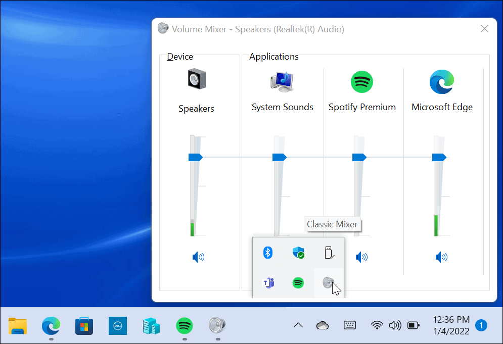 Taastage klassikaline helitugevuse mikser Windows 11-s