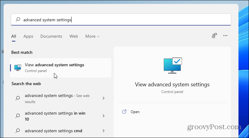 süsteemi täpsemad seaded Windows 11