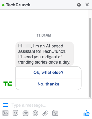 Kujundades oma Facebook Messengeri vestlusroboti, annate kasutajatele valikud, mis aitavad neil oma menüüsid juhtida.