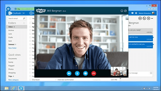 Skype on nüüd saadaval rakenduse Outlook.com e-posti kaudu