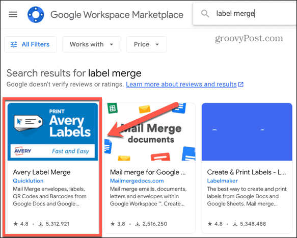 google'i lehed avery label merge add on