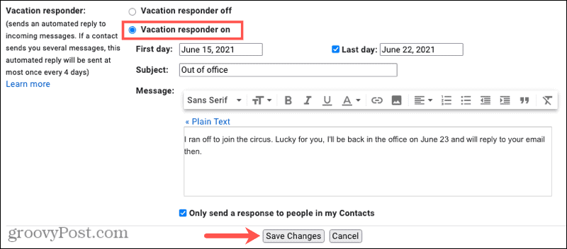 Gmaili Internetis puhkuseta automaatvastaja 