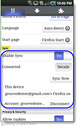 Firefoxi sünkroonimine androidtelefoniga