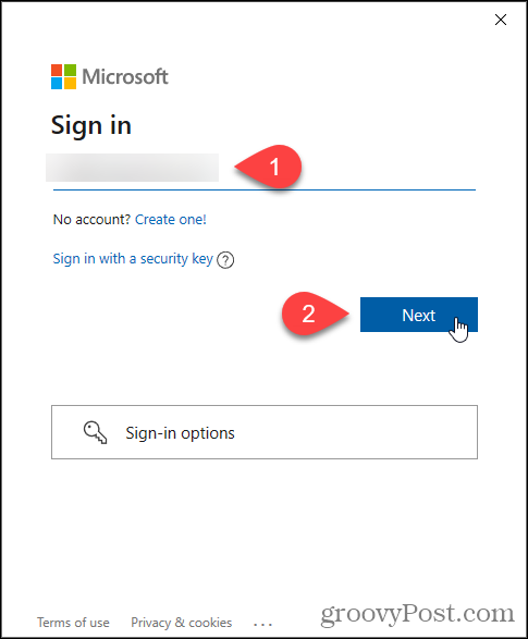 Sisestage Microsofti e-posti aadress Windows Insideri programmi jaoks