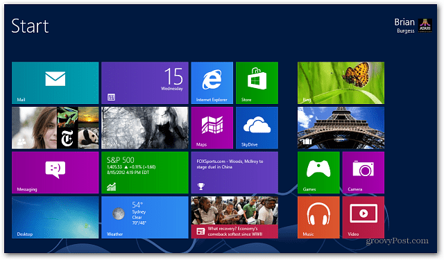 Windows 8 Live Tiles avaekraan