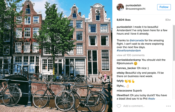 Air Canada tegi koostööd Instagrami mõjutajatega, et reklaamida uusi marsruute Amsterdami, Mexico Citysse ja Dubaisse.