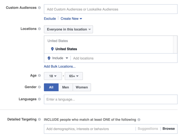 facebooki reklaami vaatajaskonna sihtimisvalikud