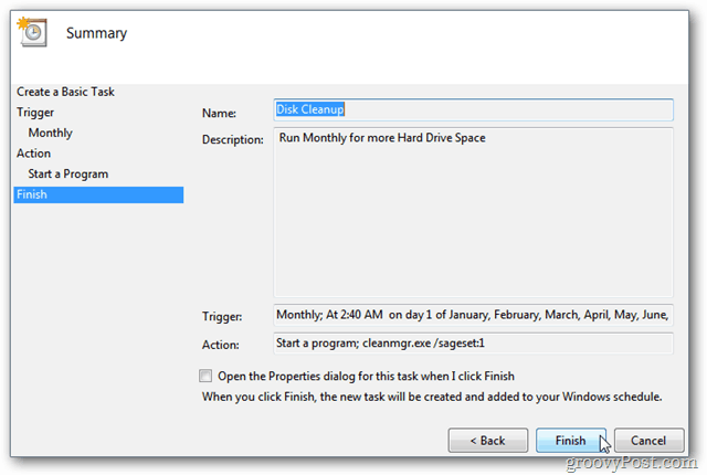 Tehke Windowsi käitamine kettapuhastuseks Task Scheduleri abil automaatselt