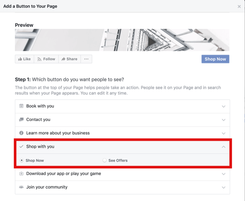 1. samm, kuidas lisada nuppu Pood nüüd Instagrami ostude jaoks Facebooki lehele