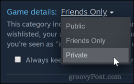 Steam-mängu privaatsuse seadmine privaatseks