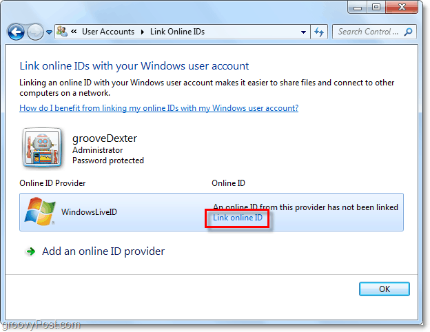 linkige Windows Live ID Windows 7 kontoga