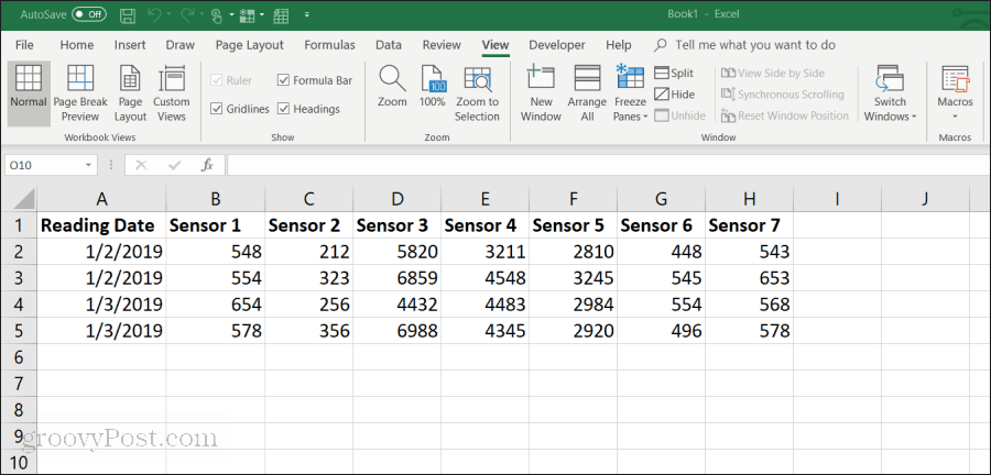 Exceli arvutustabeli näide