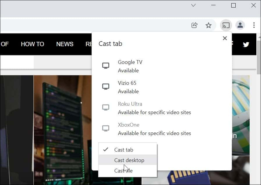 Kandke Windows 11 üle Chromecasti