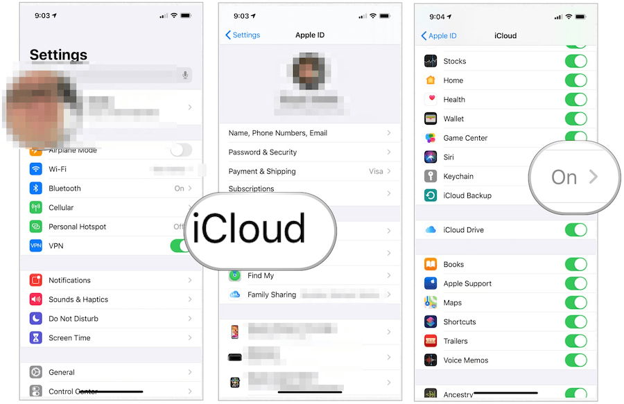 iCloudi võtmehoidja seadistamine iOS