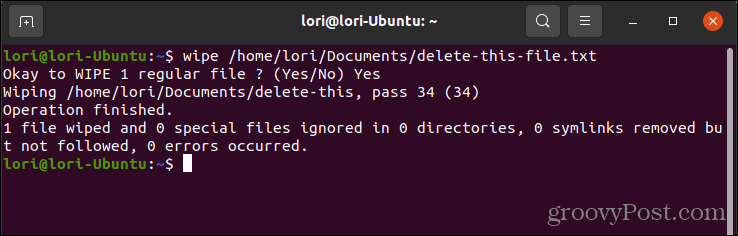 Kustutage fail Linuxis pühkides turvaliselt