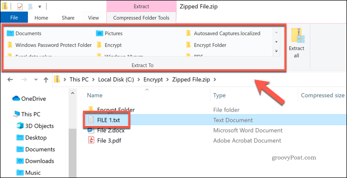 Windows File Exploreris üksiku faili eraldamine ZIP-failist