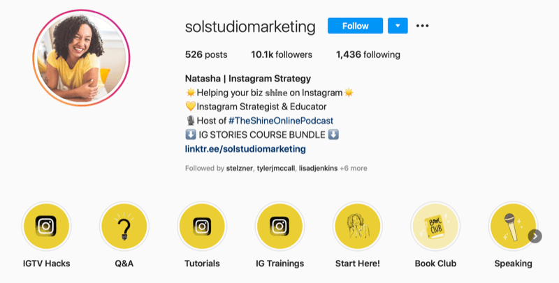 ekraanipilt Sol Studio Marketing Instagrami konto biost