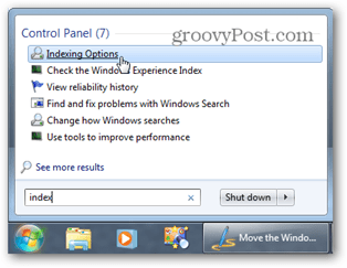 Windows 7 menüü Start otsing