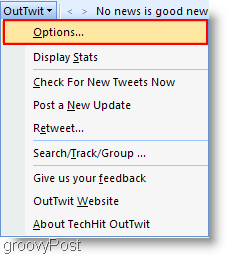 Twitter Outlookis: konfigureerige OutTwit