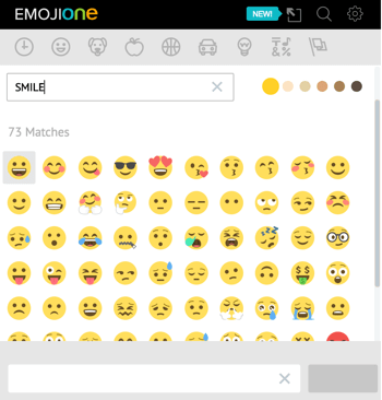 Klõpsake ükssarvikuikoonil, et avada EmojiOne'i emotikonide kogu.