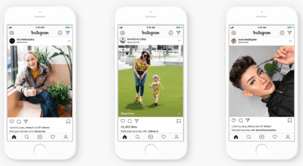  Instagram tutvustab kõigile reklaamijatele kaubamärgiga sisureklaame, mis võimaldab kaubamärkidel luua reklaame nende mõjutajate mõjutatud tegijate orgaaniliste postituste abil, kellega neil on suhe.