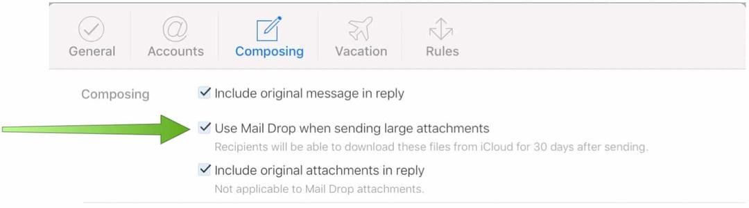 Lülitage sisse Mail Drop