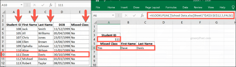 VLOOKUPi valem viitab mitmele Exceli töövihikule