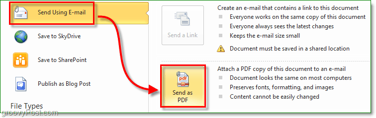 looge turvaline pdf-dokument ja saatke see e-postiga Office 2010 abil