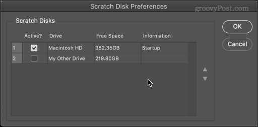 scratch disk valik Photoshop