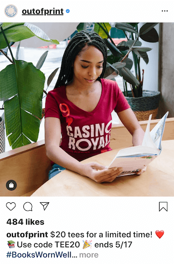 Instagrami ettevõtte postitus toote kandjaga