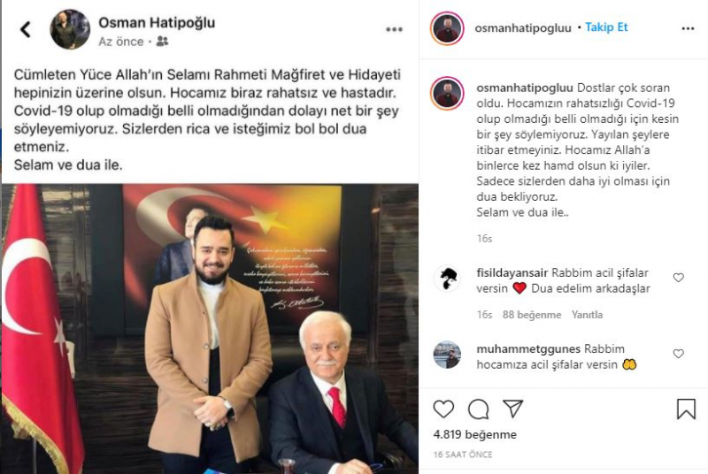 Kas Nihat Hatipoğlu on intensiivravis? Nihat Hatipoğlu poeg Osman Hatipoğlu teatas!