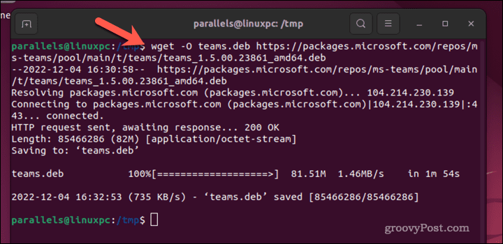 Laadige Ubuntu terminalis alla Microsoft Teams