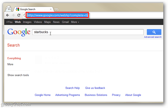 Google Instant Searchi keelamine