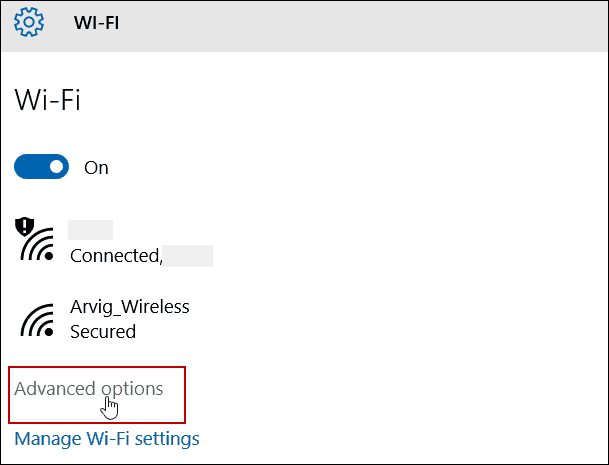 Täpsemad seaded WiFi