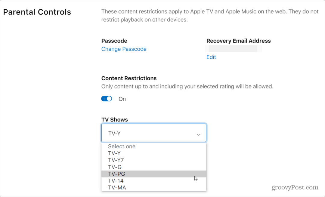 Kuidas kasutada vanemlikku kontrolli Apple TV Plusis