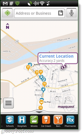 MapQuest Androidi rakendusele, ülevaade