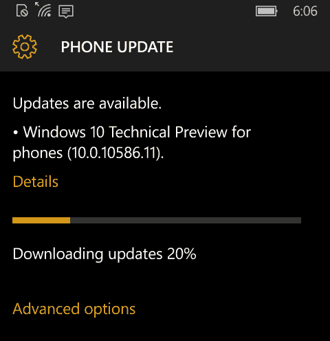 Windows 10 Mobile Preview Build 10586 on nüüd saadaval