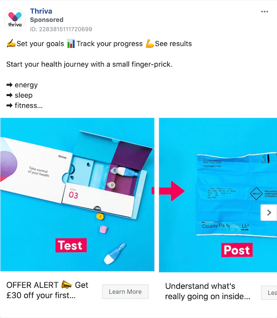 näide Facebooki reklaamikoopiast, mida ei lõigata, on mobiilses uudisvoos välja lülitatud