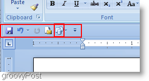Microsoft Word 2007 kujundid lisati kiirpääsu menüüsse ja viidi riba alla