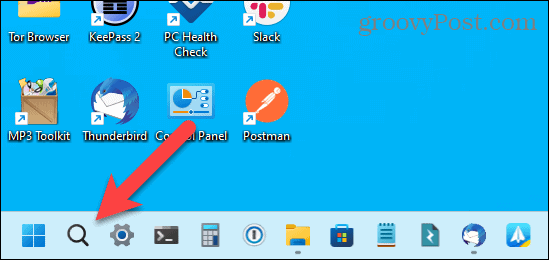 Otsingu ikoon ainult Windows 11 tegumiribal