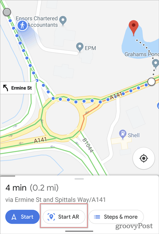 Google Maps AR navigeerimise algus AR