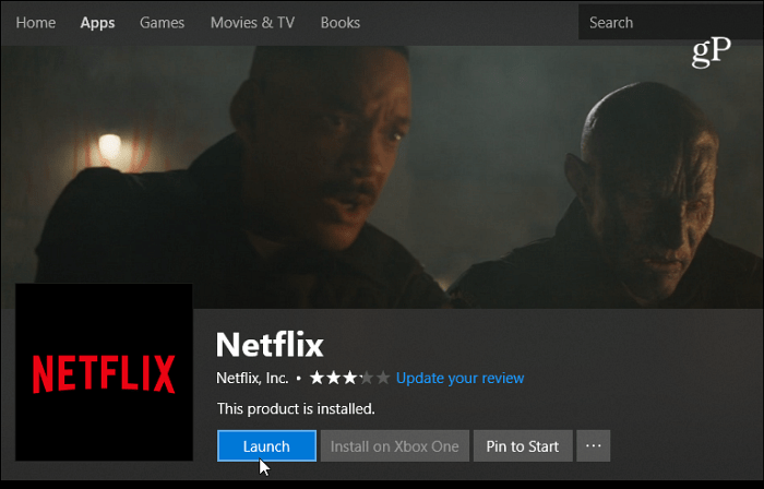 Netflixi rakendus Windows 10