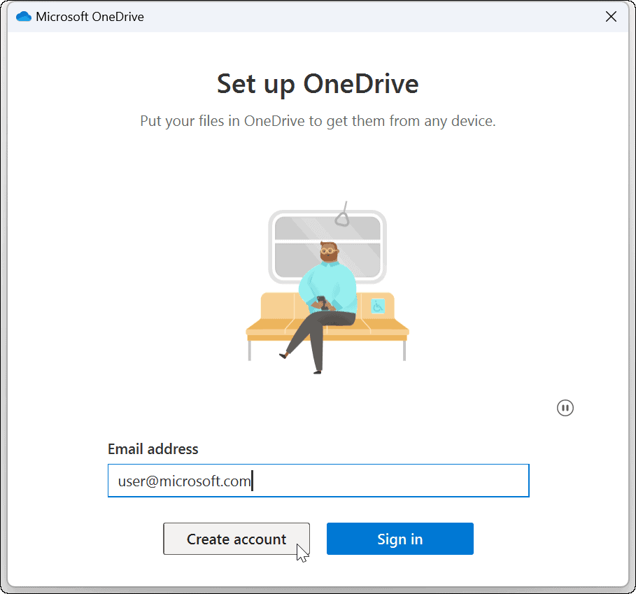linkige uuesti OneDrive'i konto