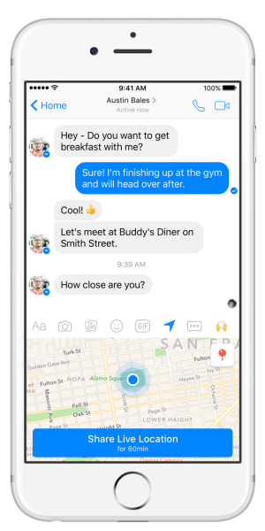 Facebook Messenger tutvustab funktsiooni Live Location.