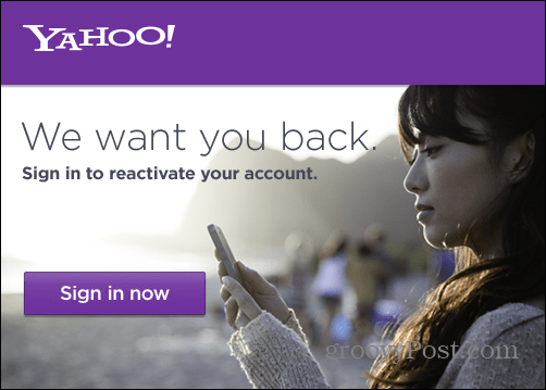 Kui soovite seda säilitada, taasaktiveerige oma Yahoo e-posti konto
