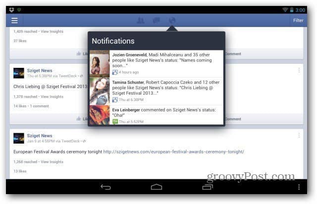 Facebooki lehehalduri rakendus Android-tuuri jaoks