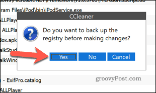 Windowsi registri varundamine CCleaneri abil
